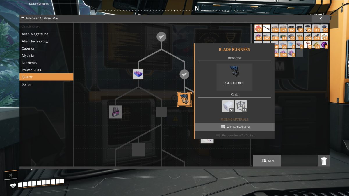 The Blade Runners research node in the Quartz MAM tree in Satisfactory, cost 50 Silica and 10 Modular Frame