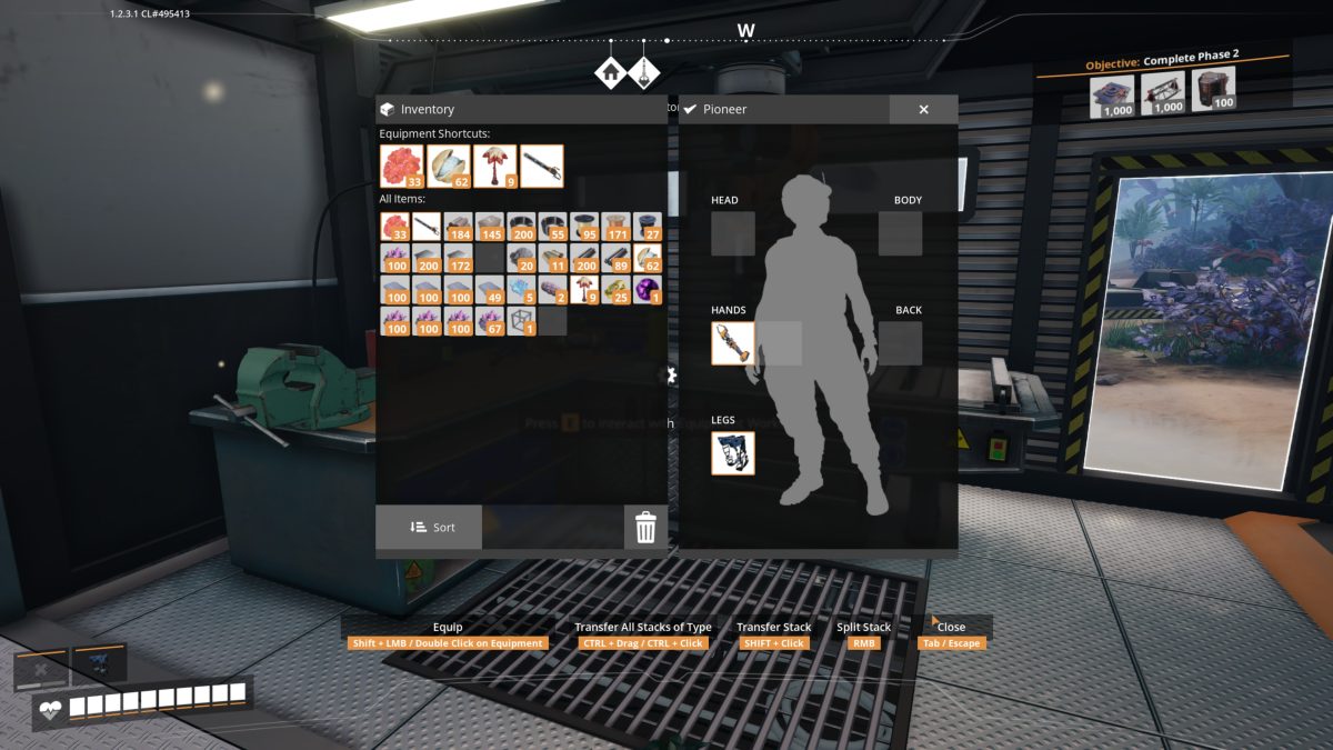 Blade Runners equipped in the Legs slot on the Pioneer equipment screen in Satisfactory
