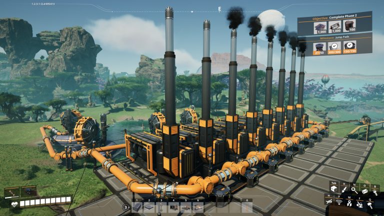 A completed row of Coal-Powered Generators running with Water Extractors in Satisfactory