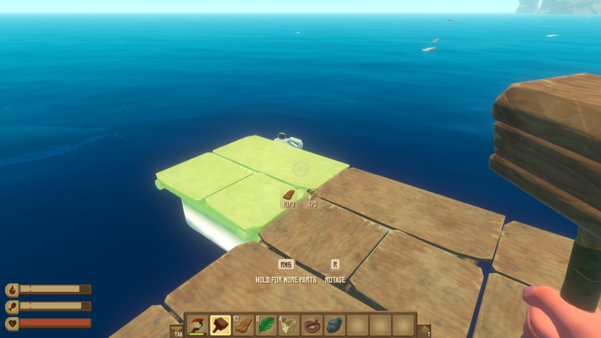Placing new foundation tiles with the Building Hammer to expand the raft